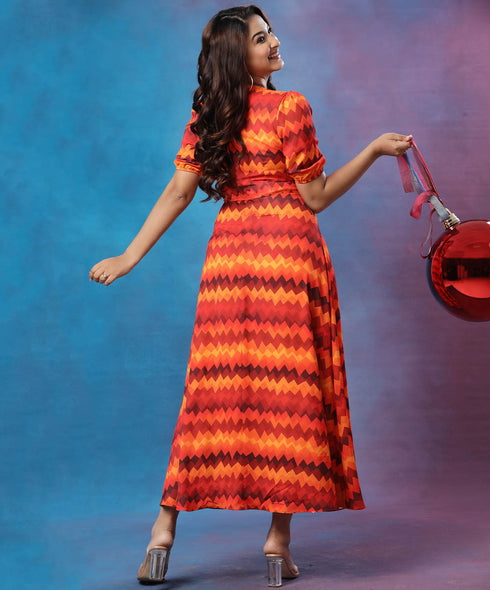 Puffed Sleeve Vneck Princess Dress